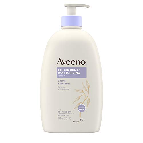 Aveeno Stress Relief Moisturizing Body Lotion with Lavender, Natural Oatmeal and Chamomile & Ylang-Ylang Essential Oils to Calm & Relax, 33 fl. oz