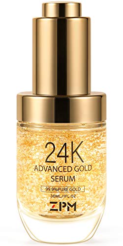 24K Gold Anti Aging Face Serum Moisturizer Enriched with Vitamin C Serum, Hyaluronic Acid, Vitamin E Cream for Day and Night Wrinkle Reduction, Facial Brightening and Re-activate Skin Youth (1FL.OZ)