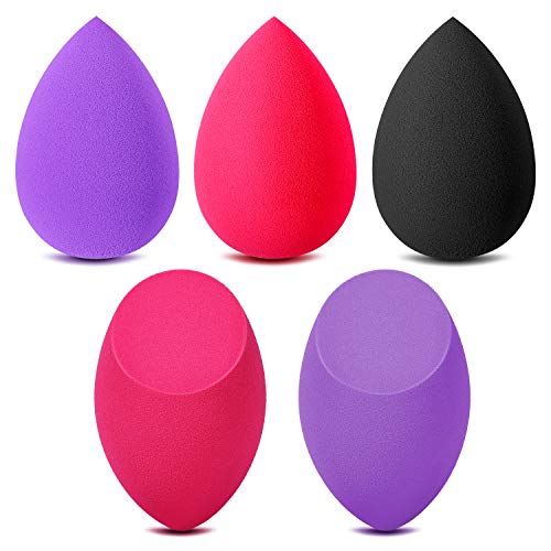 5 Pcs Makeup Sponge Set, Larbois Blender Beauty Foundation Blending Sponge, Flawless for Liquid, Cream, and Powder, Professional Beauty Makeup for Dry & Wet Use