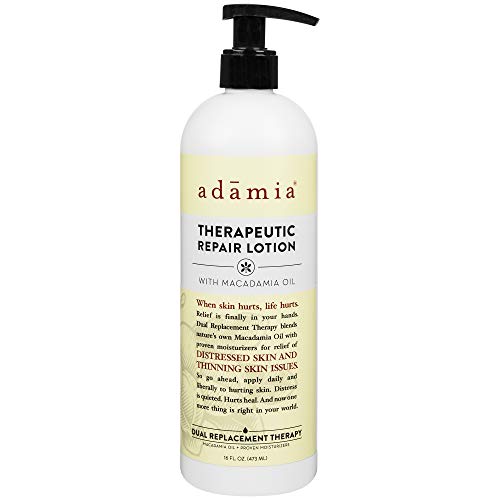 Adamia Therapeutic Repair Lotion with Macadamia Nut Oil and Promega-7, 16 oz Bottle - Fragrance Free, Paraben Free, Non GMO