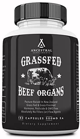 Ancestral Supplements Grass Fed Beef Organs (Desiccated) — Liver, Heart, Kidney, Pancreas, Spleen (180 Capsules)