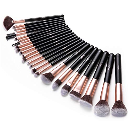 Anjou Makeup Brush Set, 24 Pcs Premium Professional Kabuki Foundation Face Powder Blush Eyeshadow Brushes Makeup Brush Kit, Cruelty-Free Synthetic Fiber Bristles, Rose Golden