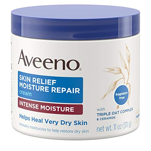 Aveeno Skin Relief Intense Moisture Repair Cream with Triple Oat Complex, Ceramide & Rich Emollients, Steroid- & Fragrance-Free Moisturizing Body Cream for Extra-Dry Skin, 11 oz