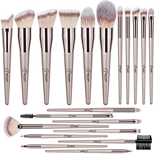 BESTOPE 20 PCs Makeup Brushes Premium Synthetic Contour Concealers Foundation Powder Eye Shadows Makeup Brushes with Champagne Gold Conical Handle