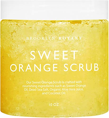 Brooklyn Botany 100% Natural Sweet Orange Body Scrub & Hand Scrub - Dual Action Exfoliator, Moisturizer For Great Skin- Made With Natural Orange Oil - Exfoliating Body Scrubs & Hand Scrubs - 10 oz