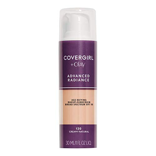 COVERGIRL Advanced Radiance Age Defying Foundation Makeup, Creamy Natural 120, 1 Ounce (Packaging May Vary) Liquid Foundation Base