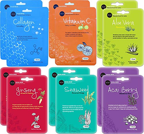 Celavi Essence Facial Face Mask 6x2 Sheet Korea Skin Care Moisturizing 12 Pack