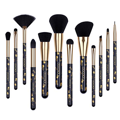 Docolor Goth Makeup Brush Set,12Pieces Professional Makeup Brushes Face Powder Foundation Blending Blush Eye Shadow Cosmetics Brushes with Box