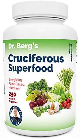 Dr Berg's Cruciferous Superfood Vegetable Dietary Supplement - Whole Food Support Healthy Liver, Immune System, Maximum Energy - Phytonutrient Blend - 250 Veggie Capsules