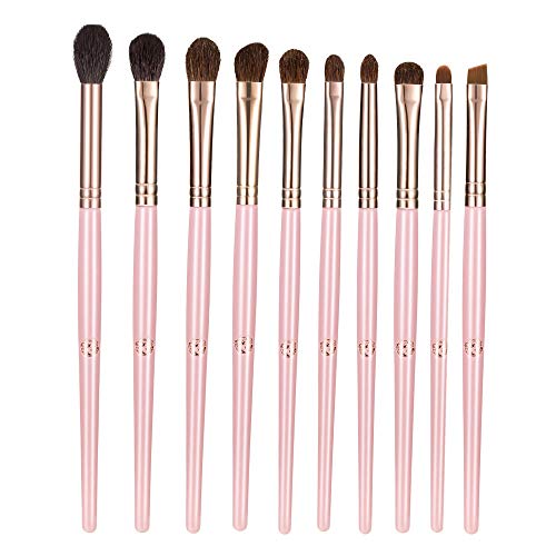 ENERGY Eye Makeup Brush Set Professional Eyeshadow Brush Set 10pcs Make Up Brush Kit for Eye liner Crease Eye Shader,Eyeliner,Eye Blending,Eye Defining,Eye Brown brush,Eye Smudged-Nature Hair(Pink)