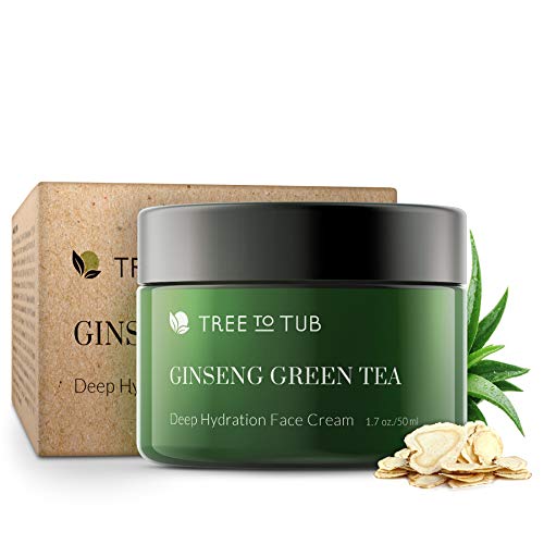 Face Cream for Women by Tree To Tub - Anti Aging Face Cream for Dry and Acne Prone Skin - Best Moisturizer for Face with Vitamin B3, B5, E, Aloe Vera, Ginseng and Green Tea 2 oz