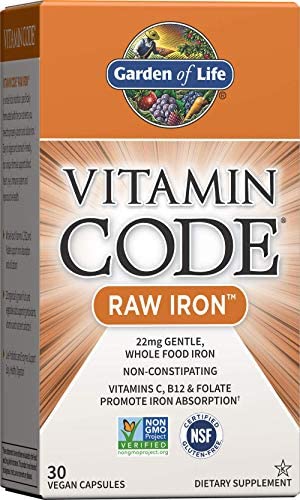 Garden of Life Iron Complex - Vitamin Code Raw Iron Whole Food Vitamin Supplement, Vegan, 30 Capsules *Packaging May Vary