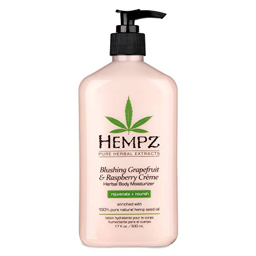 Hempz Blushing Grapefruit & Raspberry Creme Herbal Body Moisturizer Lotion - Fruit Body Cream - Pure Hempseed Oil, Shea Butter, Ginseng, Natural Extracts, Vitamins A, C, and D, Cucumber Extract