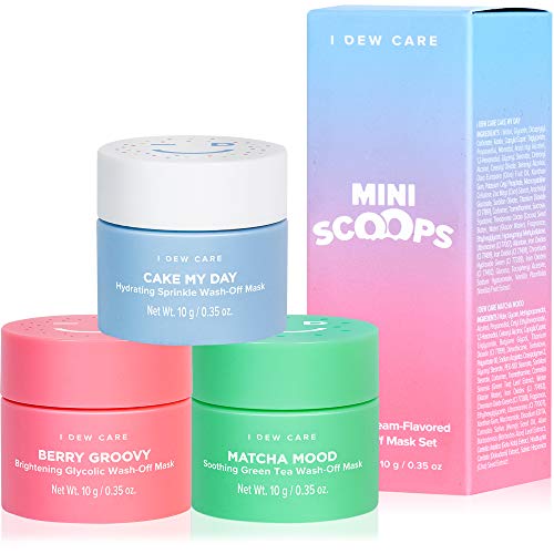 I DEW CARE Mini Scoops | Wash Off Face Mask Skin Care Trio | Korean Skin Care Starter Set | Self Care Gifts for Women | Facial Treatment, Vegan, Cruelty-free, Paraben-free