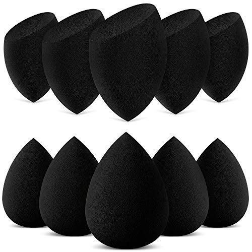 InnoGear Makeup Sponge Blender Set, Black Latex-Free Beauty Sponge Makeup Foundation, Flawless for Powder, Cream or Liquid Application, Soft Multi-Purpose Cosmetic Applicator Puff (10 Pcs)