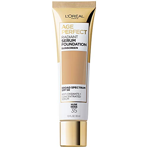 L'Oreal Paris Age Perfect Radiant Serum Foundation with SPF 50, Nude Beige, 1 Ounce