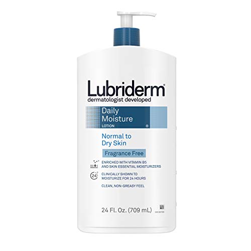 Lubriderm Daily Moisture Hydrating Unscented Body Lotion with Vitamin B5 for Normal to Dry Skin, Non-Greasy and Fragrance-Free Lotion. 24 fl. oz