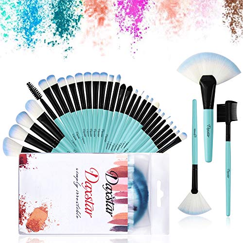 Makeup Brushes,32 Pieces Premium Synthetic Make Up Brush Kits for Foundation Blending Blush Eye Shadow Brushes Set Blue Make-up Tools with Bag