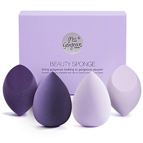 Miss Gorgeous Makeup Sponge Blender Beauty Foundation Blending Sponge for Liquid, Cream, and Powder (4Pcs)