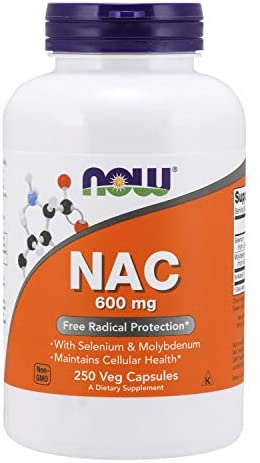 NOW Supplements, NAC  (N-Acetyl Cysteine)600 mg with Selenium & Molybdenum, 250 Veg Capsules