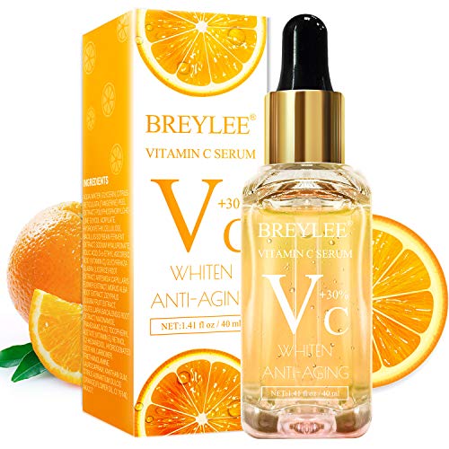 Vitamin C Serum, BREYLEE Anti-Aging Facial Serum with Hyaluronic Acid, Retinol, and Vitamin E Moisturizing Face Serum for Skin Nourishing and Smoothing Skin, Improve Sun Spots