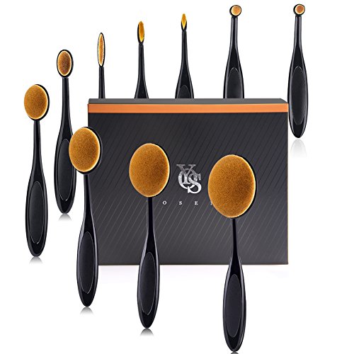 Yoseng Makeup Brush Set of 10Pcs New Fashionable Super Soft Professional Oval Toothbrush Foundation Contour Powder Blush Conceler Eyeliner Blending Brush Cosmetic Brushes Tool Set with Box (Black)