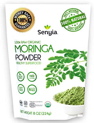 100% Pure Organic Moringa Leaf Powder - Green Superfood Vegan Raw Nutrition - Complete Vegetarian Plant Protein, Energy Booster, Antioxidant, Amino Acids, Weight Loss, Keto Diet Vitamin Supplement