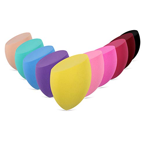 AJOKE 10 Pcs Makeup Sponge Blender Set Cosmetic Puff, Flawless for Liquid, Cream and Powder, Multi-Purpose Cosmetic Applicator Puff