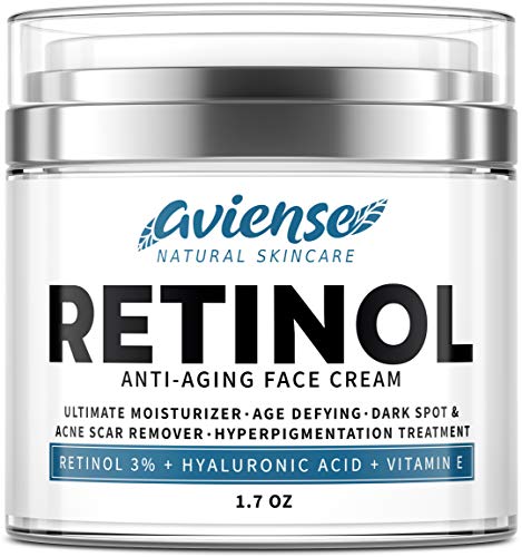 Anti-Aging Retinol Cream for Face with Hyaluronic Acid 3% - Wrinkle Cream for Face - Made in USA - Facial Moisturizer & Dark Spot Remover for Face - Retinol & Collagen Cream for Fine Lines