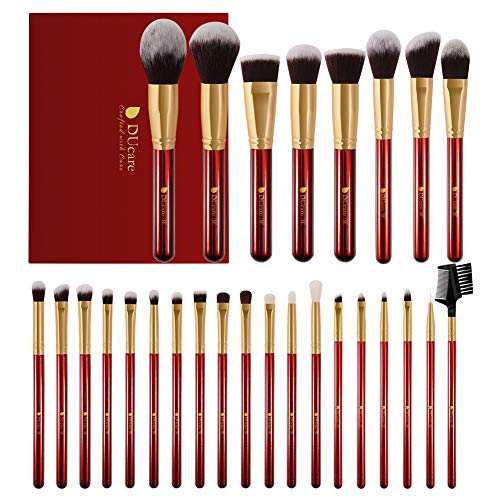 DUcare Makeup Brushes 27Pcs Professional Makeup Brush Set Premium Synthetic Goat Pony Hair Kabuki Foundation Blending Brush Face Powder Blush Concealers Eye Shadows Make Up Brushes Kit