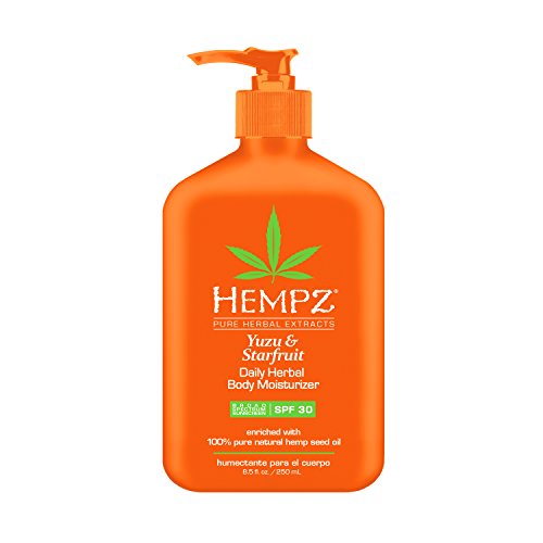 Hempz Yuzu & Starfruit Daily Herbal Lotion with Broad Spectrum SPF 30 - Fragranced, Paraben-Free Sunscreen and Moisturizer with 100% Natural Hemp Seed Oil for Women - Premium Skin Care Products