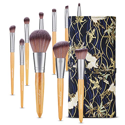 Makeup Brush Set with Travel Bag Case, 10pcs Premium Cosmetic Makeup Brushes for Foundation Blending Blush Concealer Eye Shadow Professional Makeup Kit