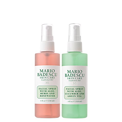 Mario Badescu Facial Spray Herbs/Rosewater and Cucumber/Green Tea, 4 Fl Oz (Pack of 2)