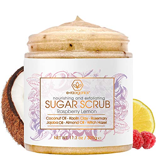 Natural & Organic Sugar Scrub Body Exfoliator - Spa Quality Organic Body Scrub with Food Grade Ingredients to Nourish, Moisturize & Rejuvenate Dull Dry Skin - No Harsh Chemicals, Parabens or Sulfates