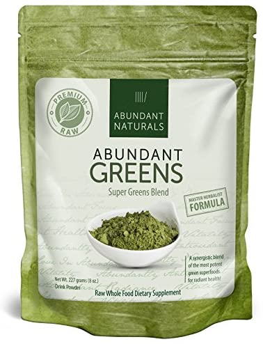 Organic Super Greens Powder | Raw Green Smoothie Superfood Drink Mix - Boost Energy & Vitality, Abundant Vitamins, Minerals, Antioxidants, Pleasant Taste, Non-GMO, Vegan Supplement, 38 Servings