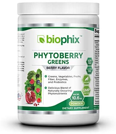 Phytoberry Greens Superfood Powder 10 oz - Natural Berry Flavor | Greens | Vegetables | Fruits | Fiber | Probiotics | Smoothie | Shake | Drink