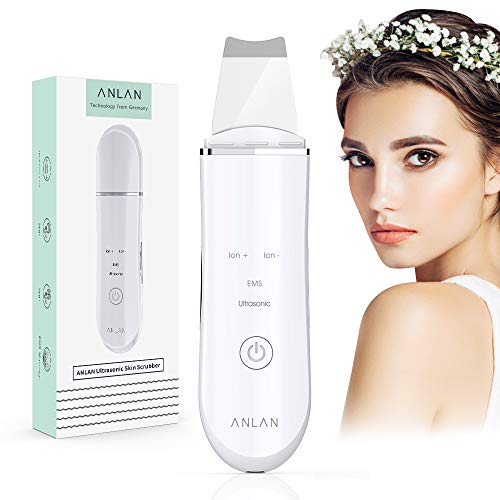 Skin Scrubber Face Spatula ANLAN Ultrasonic Face Scrubber Ion EMS Electric Face Scraper Pore Cleanser Face Exfoliator Blackhead Wrinkle Removal for Face Lift Skin Care Tools Facial Skin Scrubber