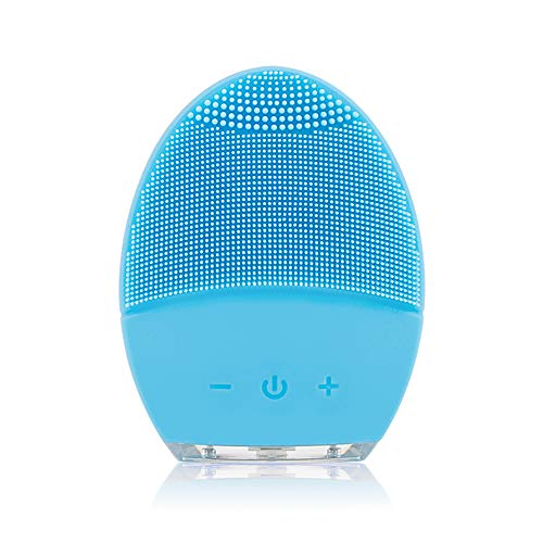 Sonic Facial Cleansing Brush, YUNCHI Y2 Food Grade Silicone Waterproof Portable Face Brush for Cleansing, Scrubbing and Exfoliating - Blue