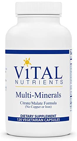 Vital Nutrients - Multi-Minerals - Citrate/Malate Formula (No Copper or Iron) - High Potency Gentle Formula with High Nutritional Value - 120 Vegetarian Capsules per Bottle