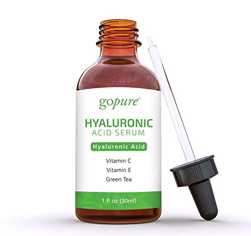 goPure Hyaluronic Acid Serum for Face - Anti Aging Serum with Vitamin C & E, Green Tea - Anti Wrinkle Hydrating Serum - Facial Moisturizer Collagen Serum - Helps Hydrate and Plump the Skin