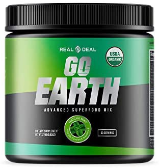 GO Earth | Organic Greens Superfood Supplement Powder | Lion's Mane + Spirulina Infused | Supports Digestion + Gut Health | Boosts Immunity | Organic Vegan Greens | USDA Certified Organic |