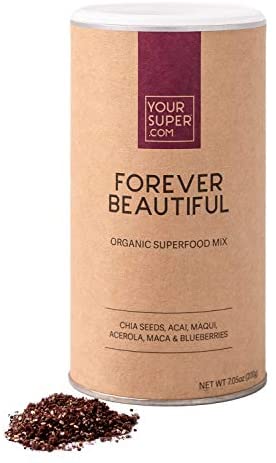 Your Super Forever Beautiful Superfood Powder - Glowing Skin, Healthy Hair, Hormone Balance, Antioxidants, Adaptogens- Plant Based, Organic Acai Berry, Maqui, Acerola Cherry, Maca Powder- 40 Servings